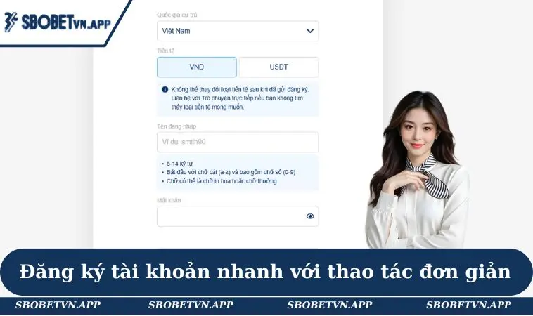 Đăng ký tài khoản mới nhanh gọn với thao tác đơn giản