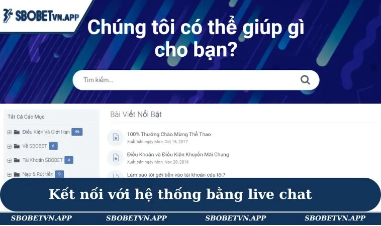 Kết nối với hệ thống bằng live chat