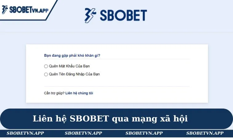 Liên hệ SBOBET qua mạng xã hội