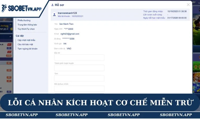 Miễn Trừ Trách Nhiệm SBOBET 3 Lỗi cá nhân kích hoạt cơ chế miễn trừ