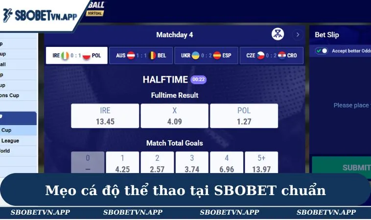 Mẹo cá độ thể thao tại SBOBET chuẩn