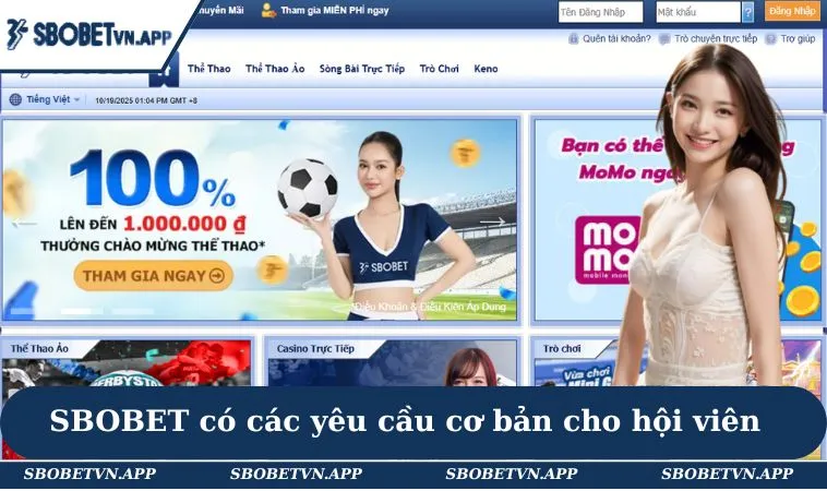 SBOBET có các yêu cầu cơ bản cho hội viên